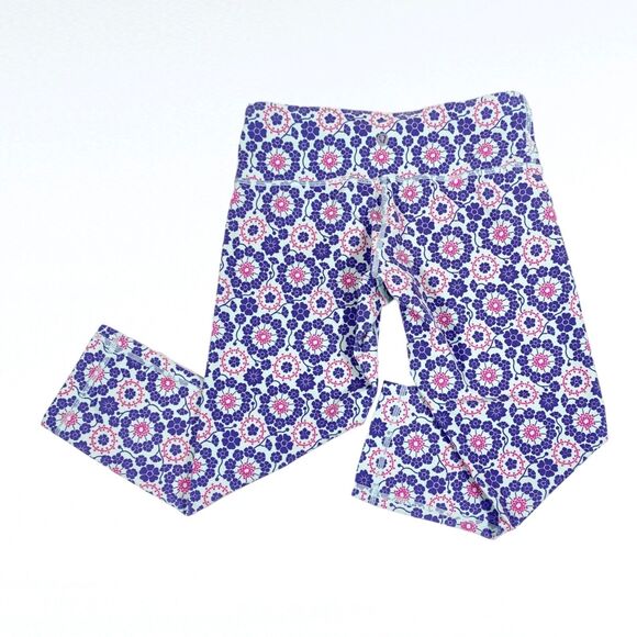 Lululemon Womens Wunder Under Crop Leggings 6 Twiggy Power Purple Pink Floral - Picture 1 of 10